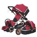 Luxurious Baby Stroller 3 in 1 Portable Travel Baby Carriage Fold Pram High Landscape Aluminum Frame Newborn Infant Stroller
