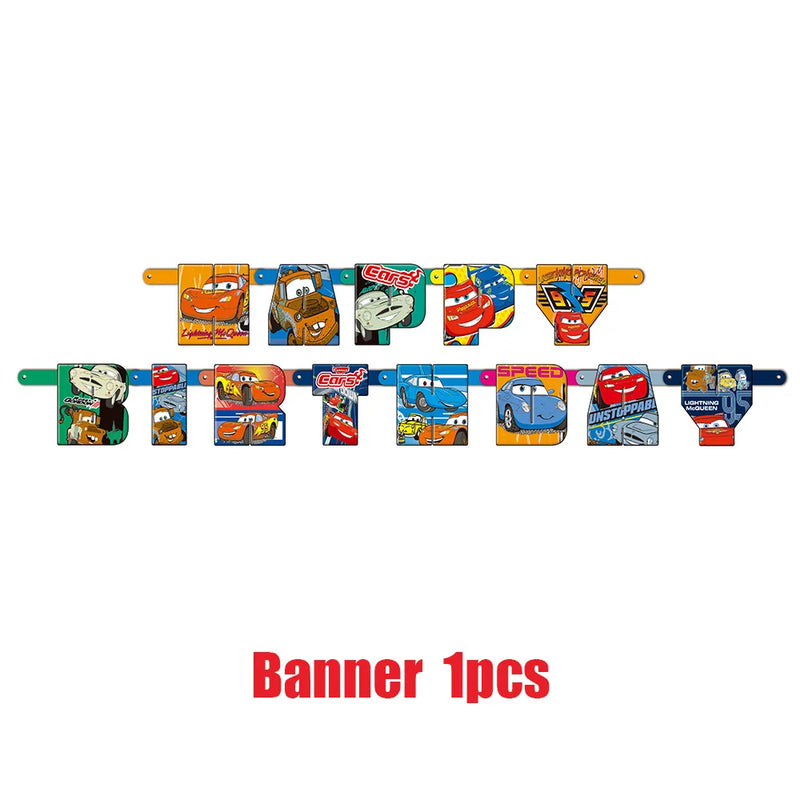 Disney Cars Birthday Party Decorations Lightning Mcqueen Disposable Tableware Set Cups Plates Balloon for Race Party Baby Shower