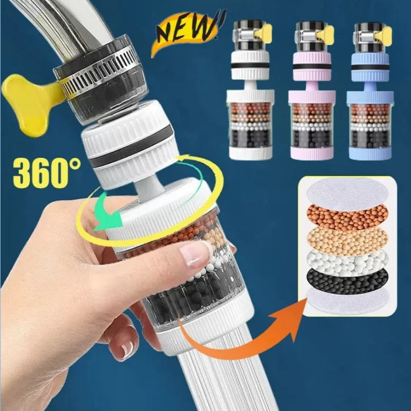 New 360° Rotation Water Faucet Filter Household Kitchen Faucet Mini Tap Water Clean Purifier Carbon Filter Filtration Cartridge