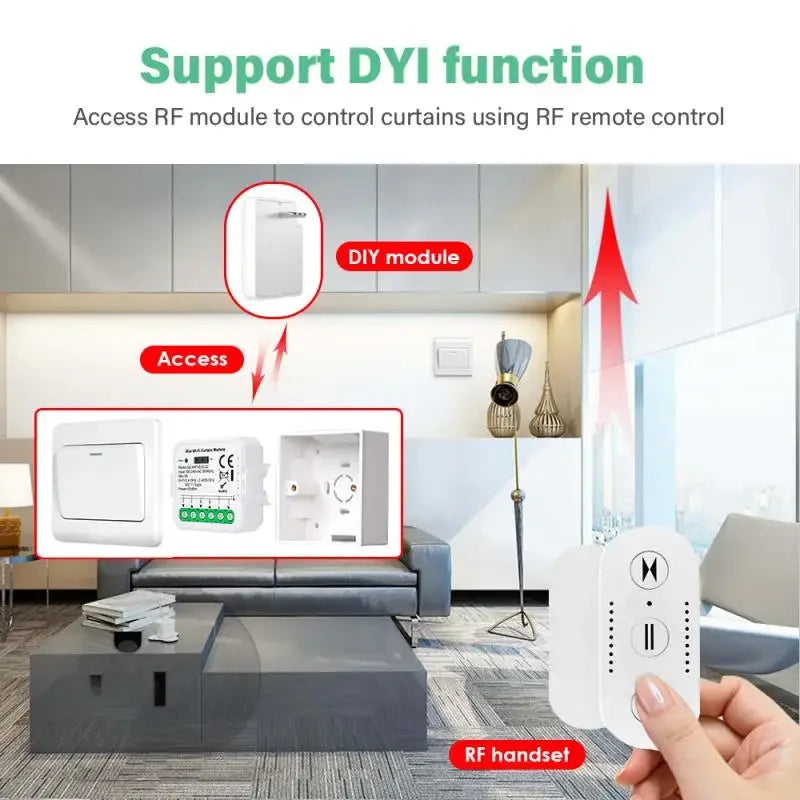 Tuya ZigBee/WiFi Smart Curtain Switch Module For Roller Shutter Blinds Motor QS-S10-C04/ECC02 Switch Support Google Home Alexa