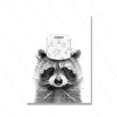 Adorable Raccoon Bathroom Roll Paper Prints Wall Art Canvas Painting Funny Toilet Poster Animal Cute Pictures Home Decoration