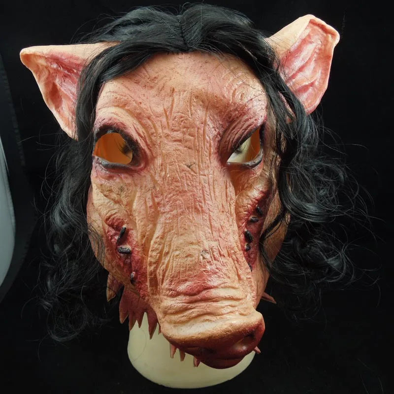 Halloween Scary Saw Pig Head Mask Cosplay Party Horrible Animal Masks Full Face Latex Mask Halloween Party Decoration Latex Prop