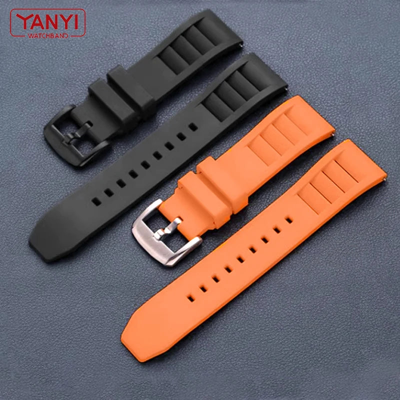 FKM Fluorine Rubber Watchband 20mm 21mm 22mm 24mm for breitling omega seiko casio mido watches band sport watch strap dustproof