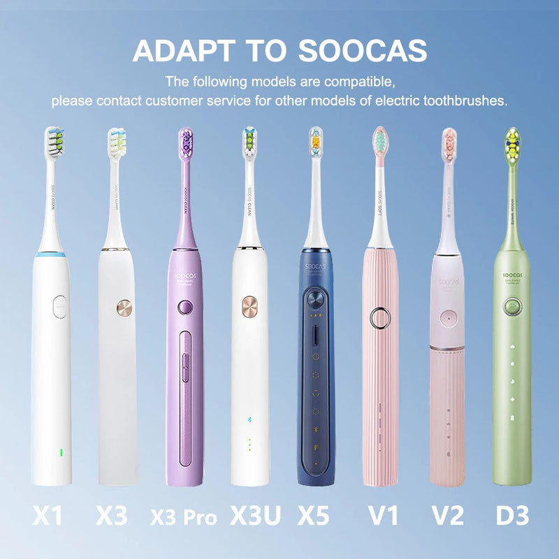 10pcs Toothbrush Head for SOOCAS X3Pro/X3U/X5/V1/V2/X1/X3 DuPont Soft Bristle Nozzles Vacuum Sealed Packed