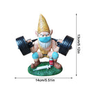 Cute Creative Naughty Gnome Dwarf Garden Decor Statue Old Man Fairy Ornament Easter Dumbbell Weightlifting Gnome Sculpture