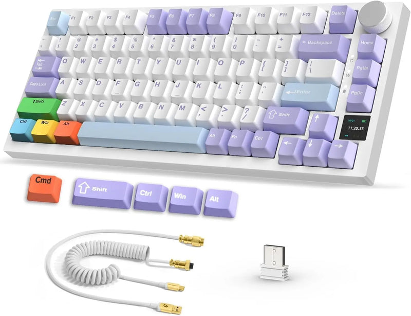 MAMBASNAKE x Ajazz AK820 Pro 75% Mechanical Keyboard and Coiled Cable Hot Swappable