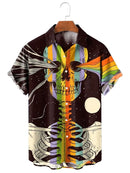 Men's Shirt Horror Skull 3D Print Men's Clothing Oversized Summer Casual Hawaii Beach Hawaiian Harajuku Fashion Holiday Shirts