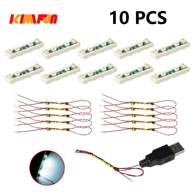 10PCS 0.8mm Pin RGB LED Building Blocks USB Lamp DIY Street Light City Electric Decorate 1X1 Brick Compatible All Brands