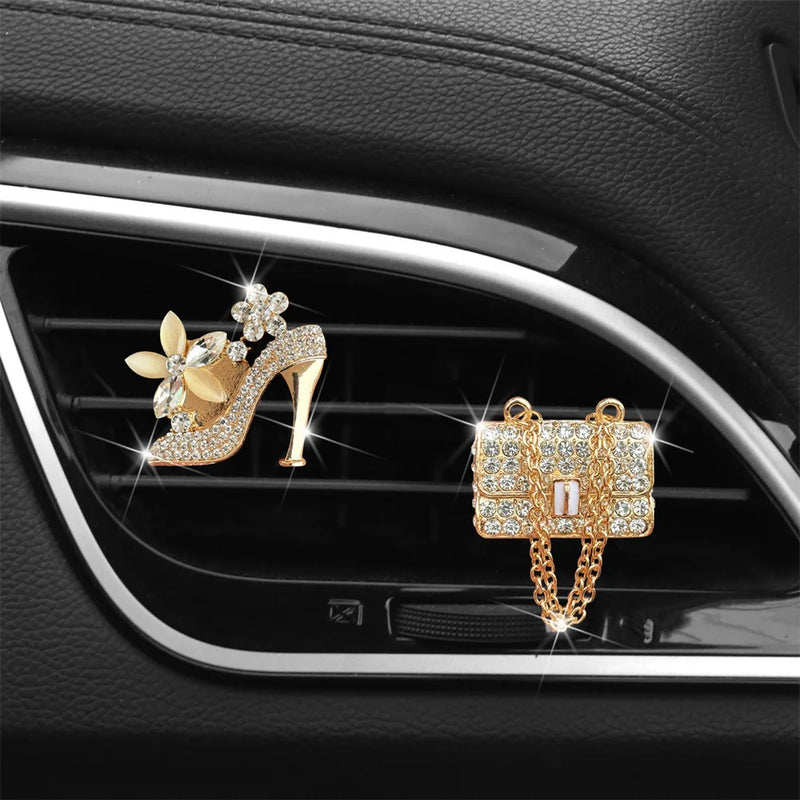 Car Air Freshener Auto Outlet Perfume Clip Bling Car Accessories Purse High Heel Car Scent Diffuser Car Decoration For Girls