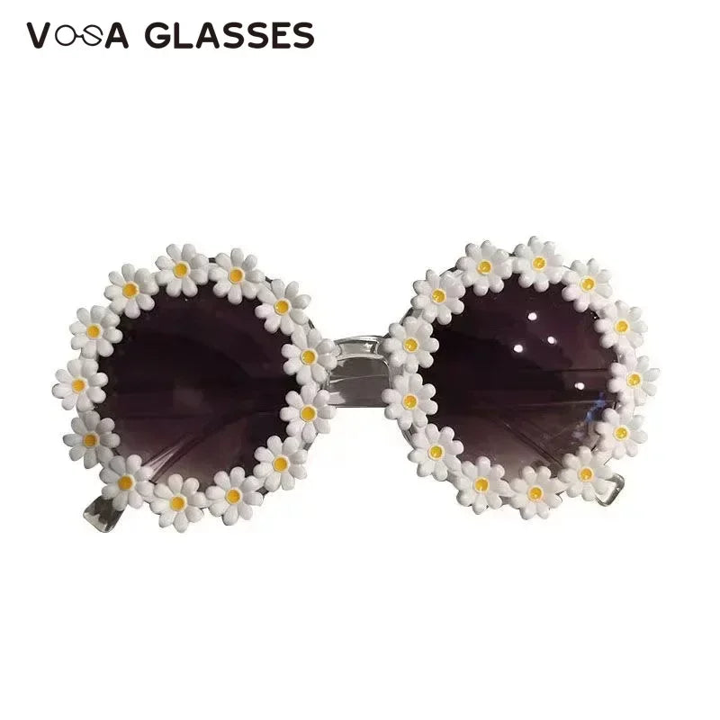 Girl Sunflower Round Flower Cute Ladies Fashion Sun Shade Glasses Children's Daisy Sunglasses Child Matching Sunglasses