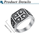BONISKISS Men's Cross Ring Retro Jerusalem stainless steel signet ring Religious ring Father's Day Baptism Easter Holiday gift
