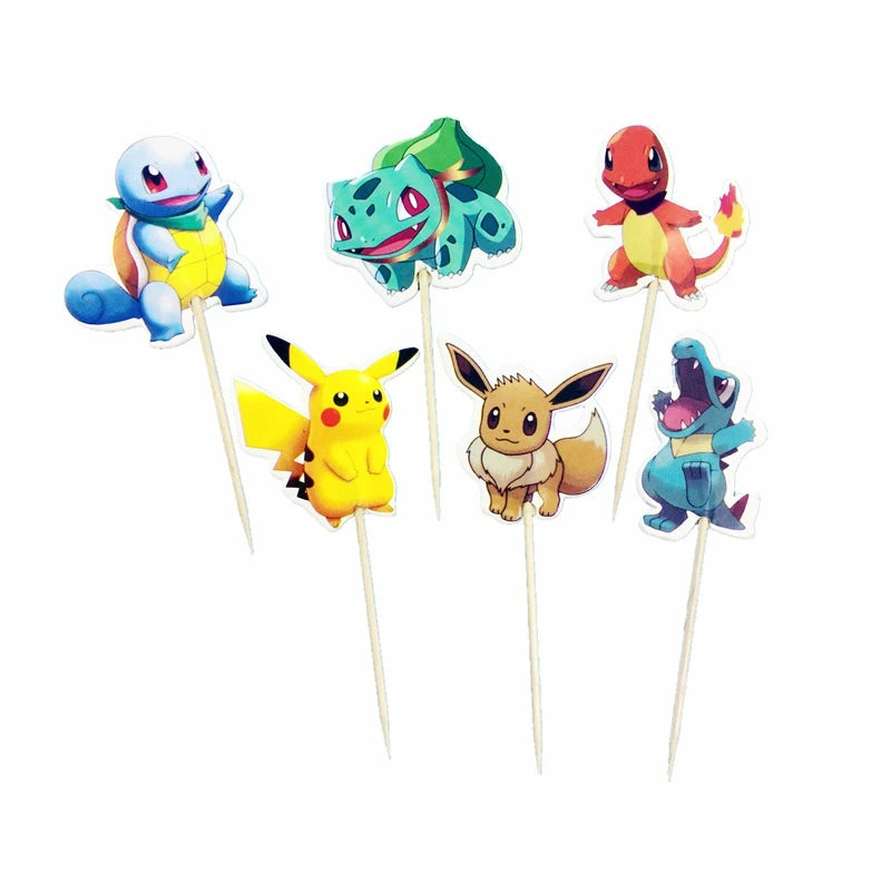 A Set Pokemon Cake Topper Kawaii Anime Figure Pikachu Charizard Cake Insert Children's Happy Birthday Decoration Supply Toys