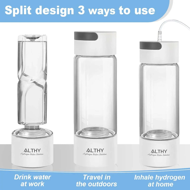 ALTHY Hydrogen Rich Water Generator Bottle Cup - DuPont SPE PEM Dual Chamber Maker lonizer - H2 Inhalation device