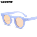 YOOSKE Retro Round Sunglasses Men Women Personality Classic Black Red Sun Glasses Female Fashion Jelly Color Goggle Shades UV400