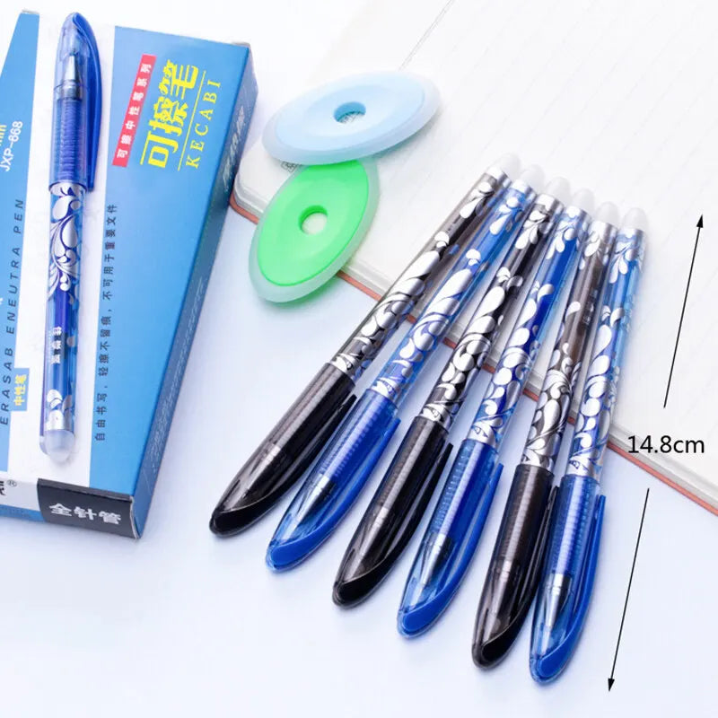 2 Erasable Pens + 20 Refills + 1 Eraser Black & Blue Ink Gel Pen Set 0.5mm Ball Tip Magic Pen with Eraser Writing Stationery