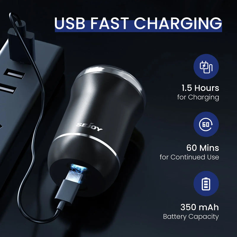 Sejoy Mini Electric Shaver For Men Washable Rotary Shaver For Home Business Trips Travel USB Fast Charging Men Electric Razor