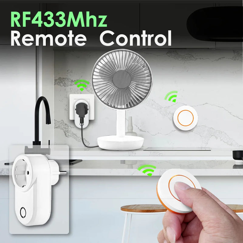 AC 220V 15A Wireless Remote Control Electrical Socket Switch 433mhz Rf Outlet EU Plug Round Transmitter,for LED Home Appliance