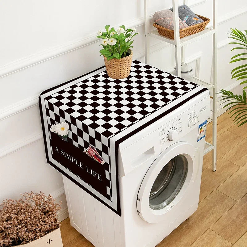 Nordic Drum Washing Machine Covers Waterproof  Kitchen Refrigerator Dust Cover Microwave Oven Decor Dust Protector with Pocket