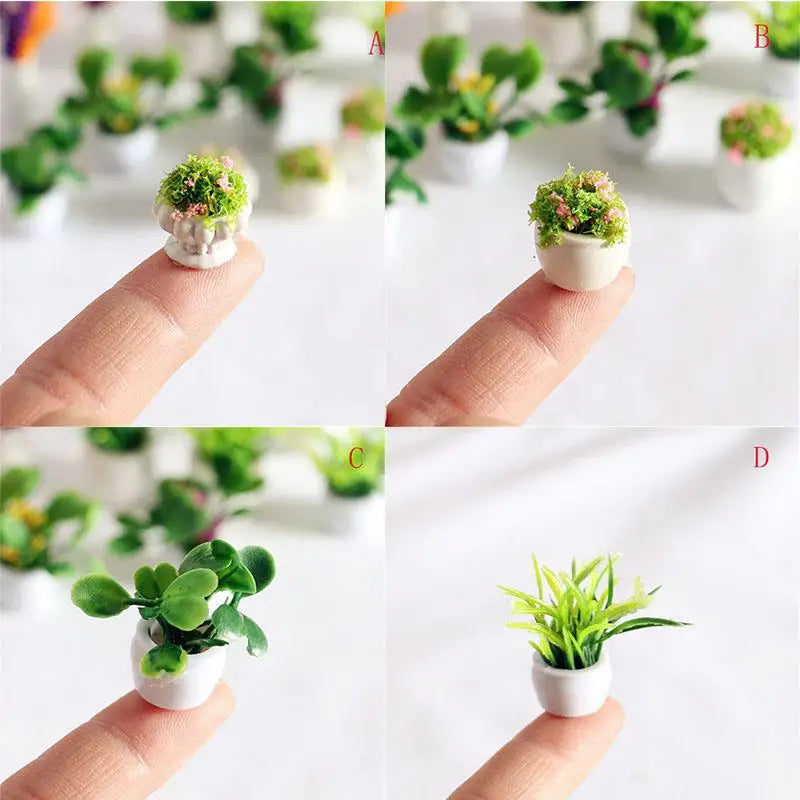 3pcs 1:12 Mini Plants Figurines Micro Home Decoration Miniature Plants Potted Plant Flowerpot Small Decorative Crafts Miniatures