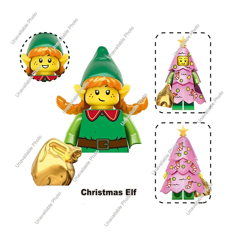 Hot Toys TV6302 TV6303 2024 Merry Christmas Gift Grinch Holiday Elf Santa Rex Darth Vader Building Blocks Mini Action Figure Toy