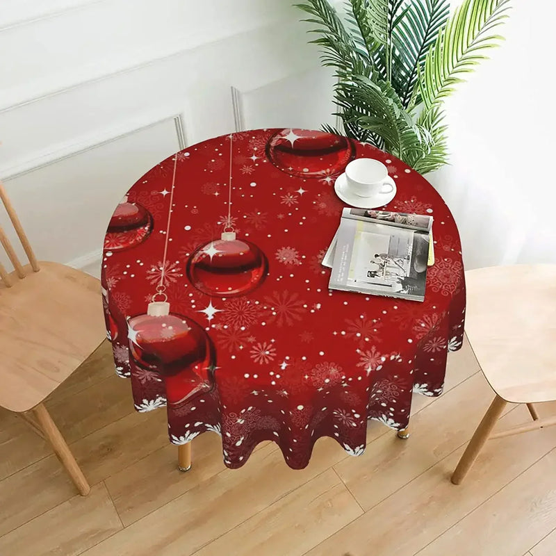 Christmas Table Cloth Red Round Christmas Tablecloth 60 Inch Washable Reusable Winter Snowflake Tablecloth for Holiday Party