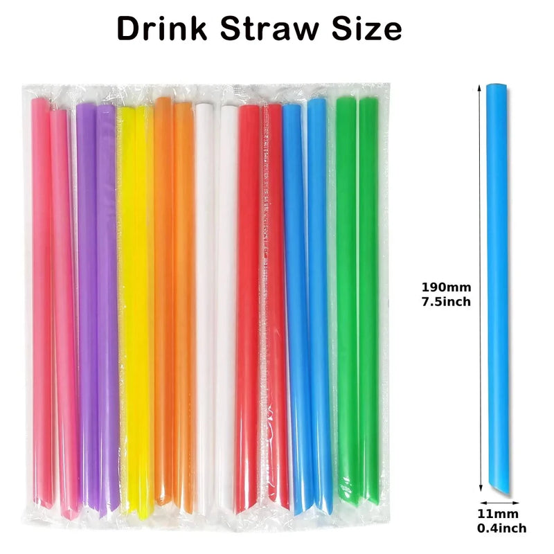 50-400Pcs Colorful &Black Large Drinking Straws Bubble Tea Straw MilkTea Smoothies Milkshake Party Wedding Bar Home Accessories