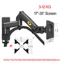 NB F150 3-12kg aluminum Gas spring Monitor tv wall bracket full motion 2 arm LCD 24"-35" LCD mount monitor holder led stand