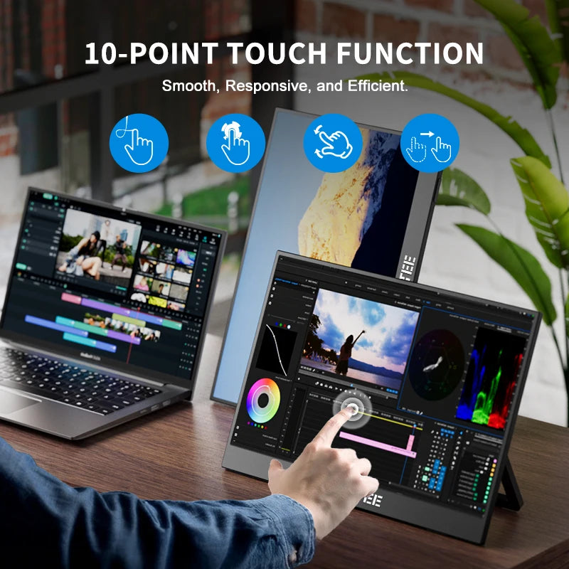 HGFRTEE portable display 14-inch touch screen display 10point touch screen portable screen suitable for laptop PC Mac Xbox PS4/5