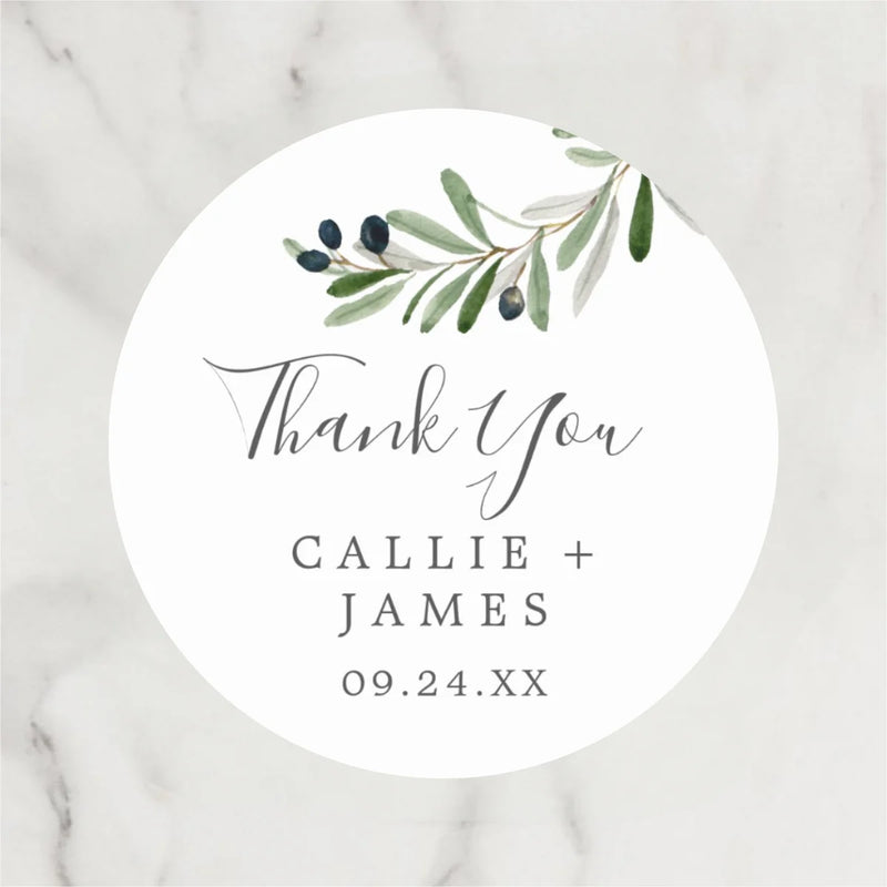 Customized wedding thank-you circular stickers, suitable for occasions such as weddings, birthdays, baptisms, and anniversaries.