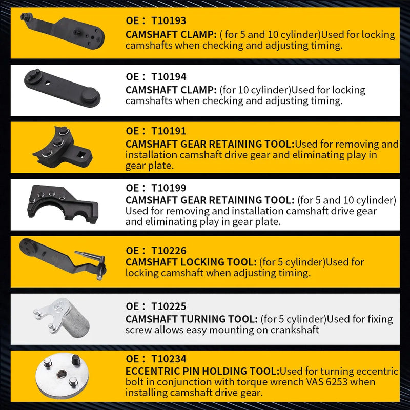 Diesel Engine Timing Tool Kit For VW 2.5 TDI PD 4.9D/TDI Touareg Phaeton  2003-2011 T10193  T10194  T10191