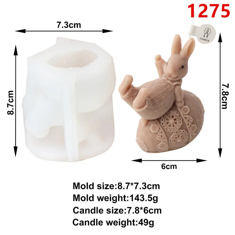 3D Easter Bunny Silicone Mold, Rabbit Hug, Easter Egg, Handmade Aromatherapy, Plaster Candle, Home Decoration Gift, 2024