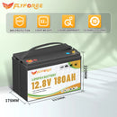 FLLYROWER 12V 180AH LiFePO4 Lithium Battery Pack  With Charger 8000+Cycles BMS 100A For Touring Campers Off-Road Solar Wind