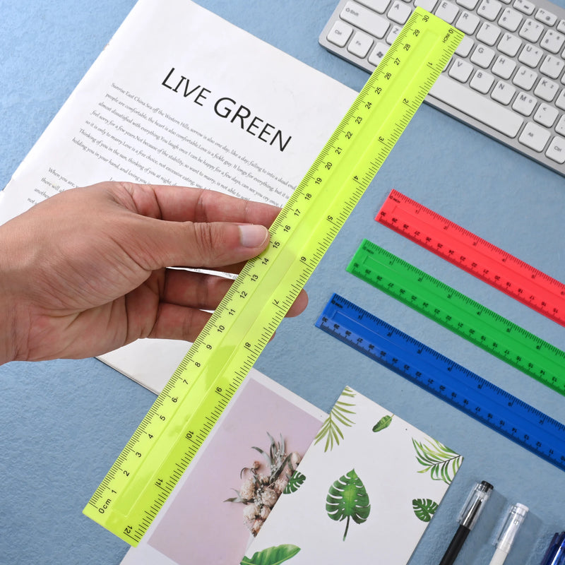 4pcs 30cm Colorful Plastic Straight Rulers Kawaii Stationery Drawing Measuring Tool School Office Supplies Kids Student Prize