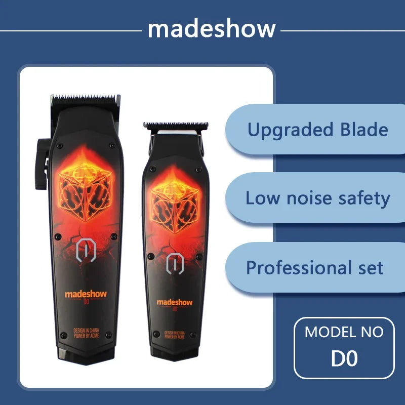 New MadeShow D2 M10M11 Professional Hair Clipper + Trimmer Set 0.1mmMair Cutting Machine Cutting T Blade High Speed High Quality