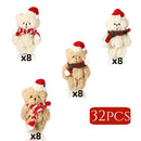 8-32pcs Christmas Mini Teddy Bears Bulk Xmas Bear Plush Dolls Tiny Soft Bear Dolls Party Favors for Christmas Tree Decorations