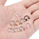 1/9PCS 16G Surgical Steel Lip Hoop Ring Crystal Cubic Horseshoe Barbell Tragus Cartilage Earring Helix Daith Septum Piercing