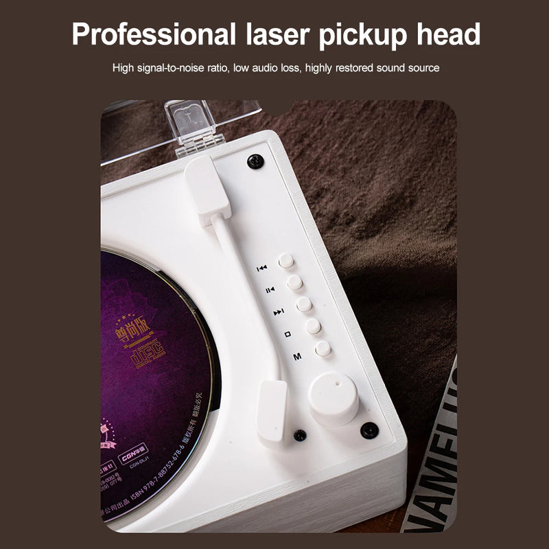 Portable CD Player Rechargeable Support CD BT USB 3.5mm AUX CD Music Player Bluetooth-Compatible 5.0 Desktop CD Player for Phone