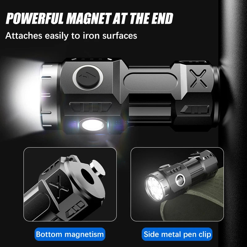 New Ultra Powerful Flashlight 4/6/8*P35 LED Mini Super Bright Torch USB Rechargeable Waterproof Light With Magnet Emergency Lamp