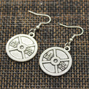 New Fashion Handmade Fitness Equipment Dumbbell Disc Pendants Silver Color Earrings For Womens Style