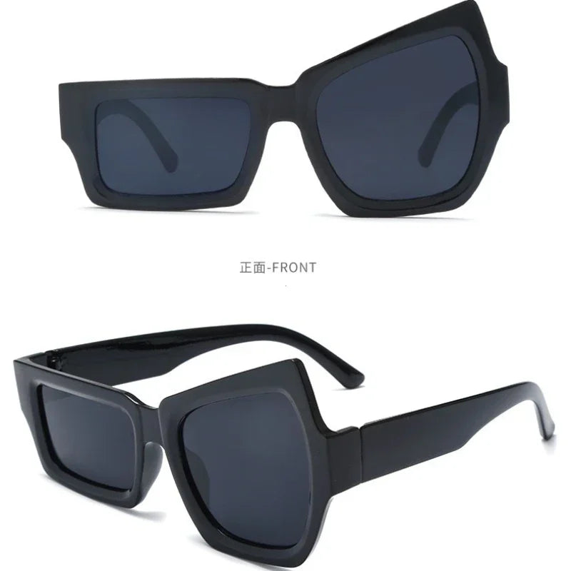 Fashion Irregular Square Sunglasses Funny Party Asymmetrical Sun Glasses Men Brand Designer Personality Black Sunglasses