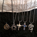 Goth Irregular Heart Cross Vortex Pendant Snake Rope Chain Necklace For Women Men Grunge Y2K 90s Punk Halloween EMO Accessories