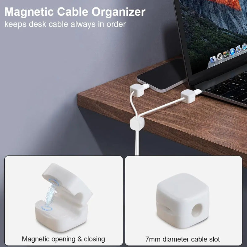 6 Pack Magnetic Cord Organizer Easy Secure Adhesive Cable Management Wire Holder Keeper Organizer Management Hide Organize Cable