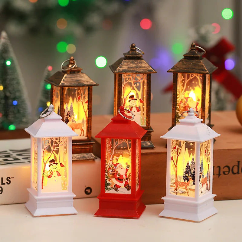 9PCS Christmas Candlestick Lamps Christmas Desktop Decorations Table Lamps Night Lights  Santa Claus Decoration