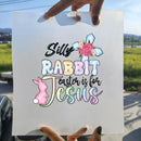 15cm New Easter Egg Rabbit Iron On Heat Transfer Stickers For Clothes DTF Pinted Vinyl Thermal Appliques Washable T-Shirt Decal