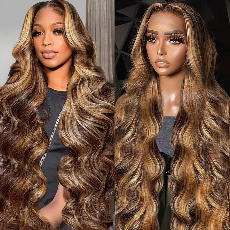 Highlight Body Wave Wig 13x4 Lace Frontal Wigs Human Hair PrePlucked For Women 13x6 Hd Lace Honey Blonde Human Hair Wigs 100%