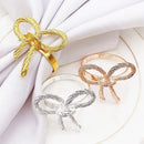 6Pcs Bowknot Napkin Rings Metal Gold Silver Napkin Holder for Christmas Thanksgiving Wedding Banquet Table Decorations