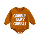 Thanksgiving Baby Romper with Embroidered Turkey Design and Cozy Long Sleeves for Fall Festivities and Family Gatherings