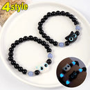 Creative Cute Big Eye Cat Luminous Bracelets For Women Animal Pendant Beaded Hand Chain Friendship Couple Bracelet Jewelry Gifts