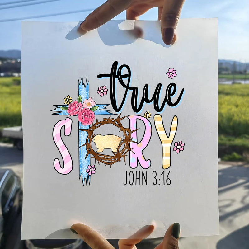 15cm New Easter Egg Rabbit Iron On Heat Transfer Stickers For Clothes DTF Pinted Vinyl Thermal Appliques Washable T-Shirt Decal