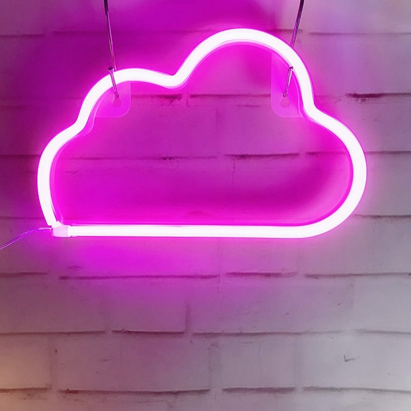 LED Cloud Design Neon Sign Night Light Art Decorative Lights Plastic Wall Lamp for Kids Baby Room Holiday Lighting Xmas Party